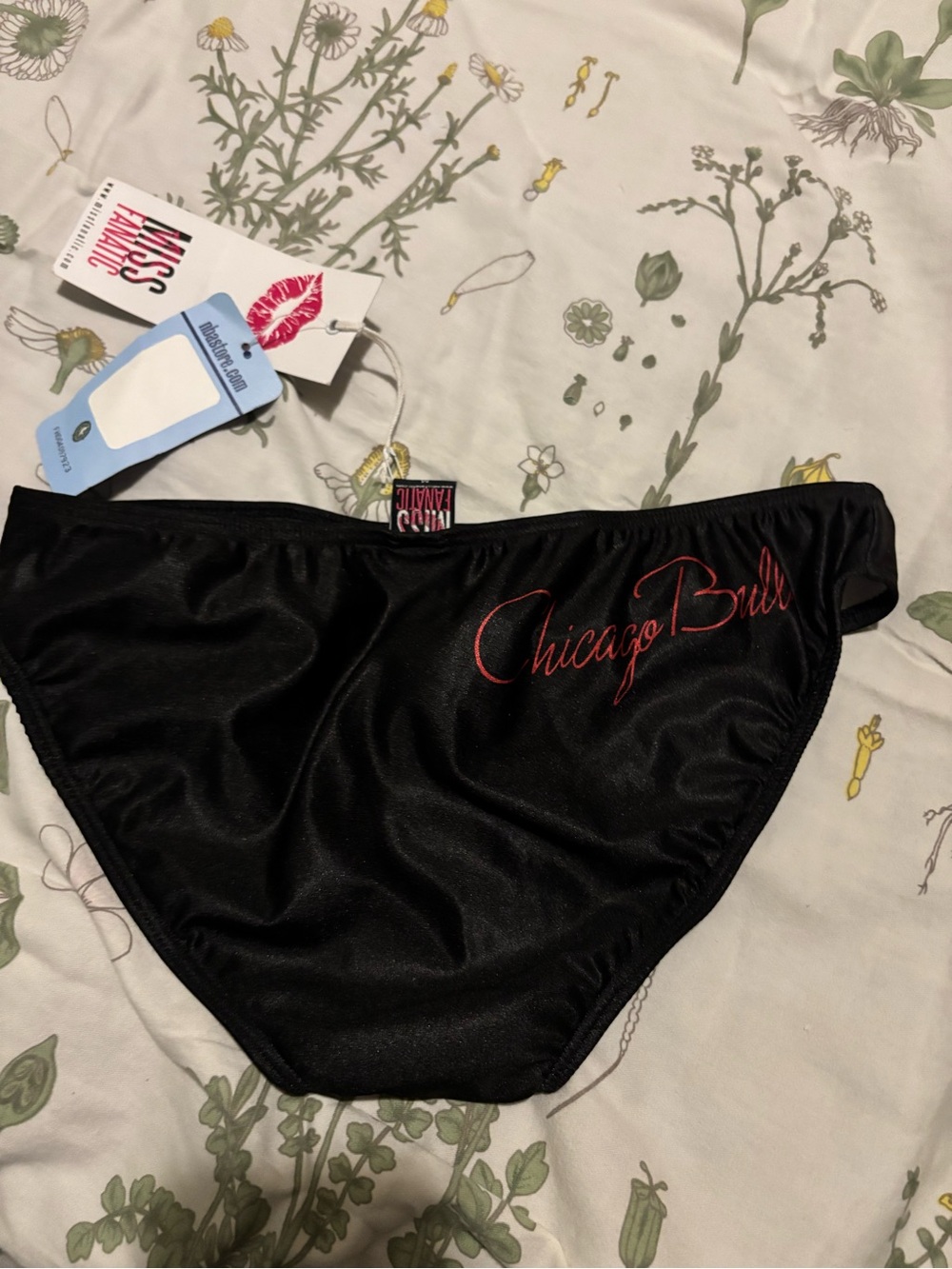Chicago Bulls Black Bikini Bottom with Red Script